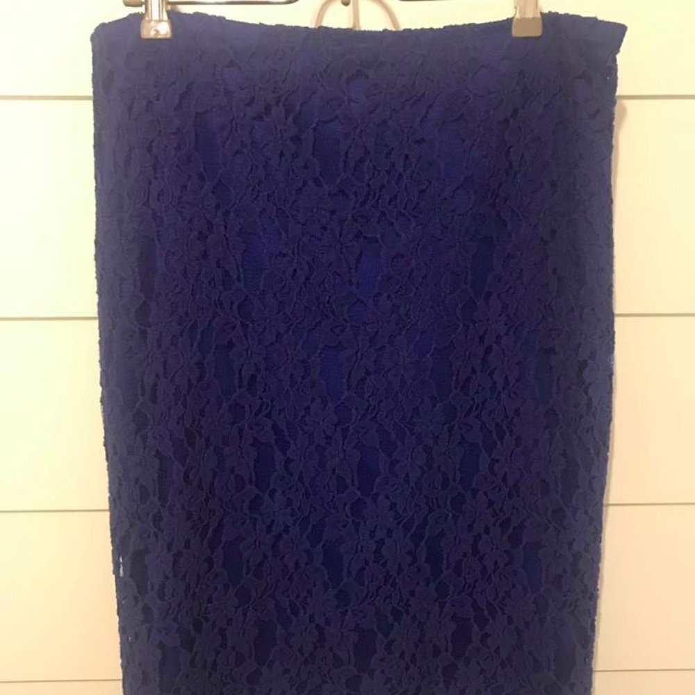 Royal Blue Lace Pencil Skirt